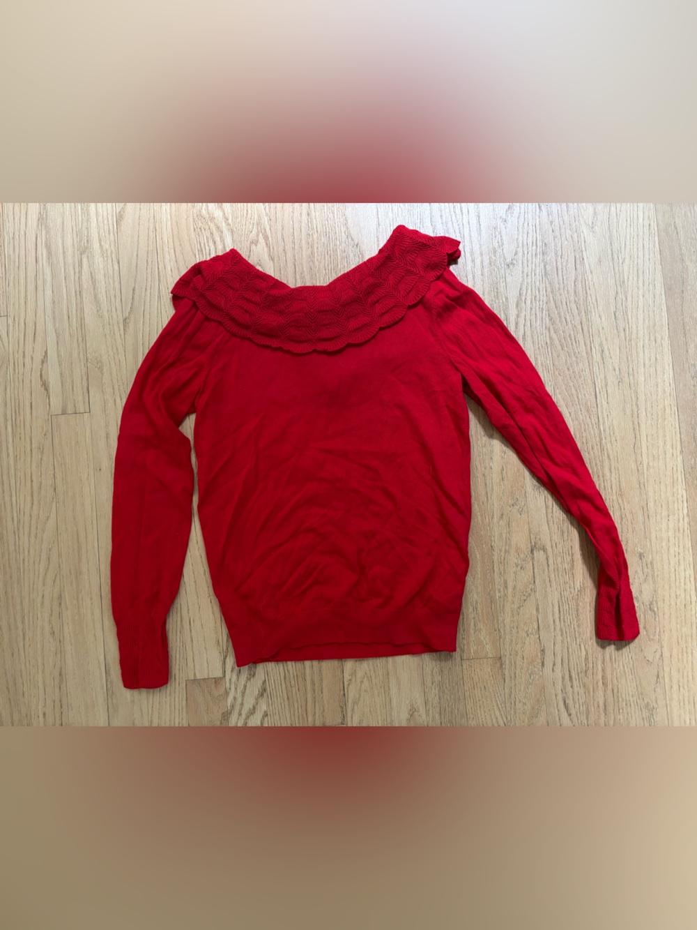 Boden Red Women's Sweater with Scallop Yoke and back tie size 4